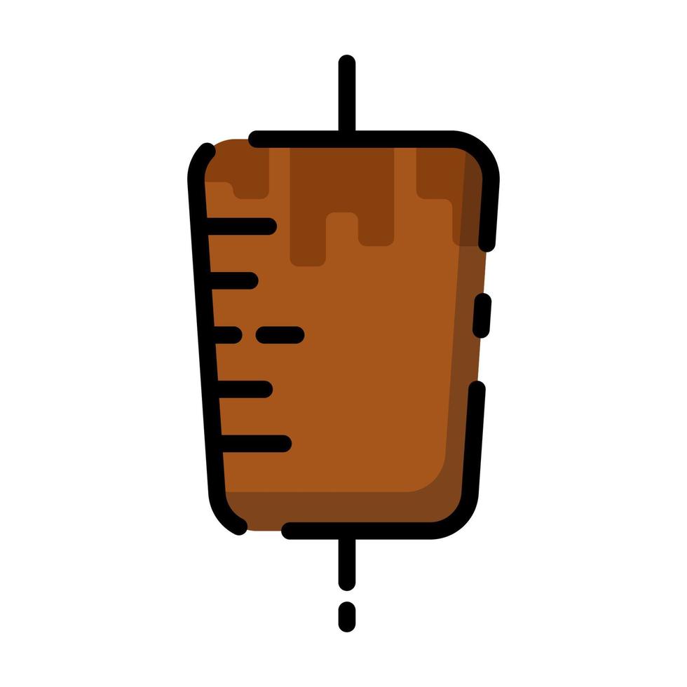 dibujos animados de diseño plano de kebab a la parrilla jugosa y cuadrada para pantalones, afiche, tarjeta de regalo, portada, logotipo, pegatina e icono. vector