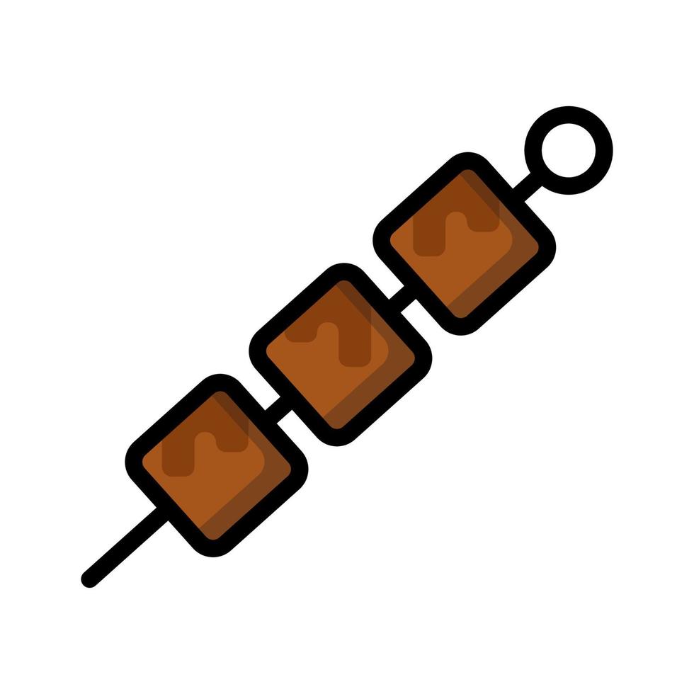 dibujos animados de diseño plano de brocheta de kebab a la parrilla jugosa y cuadrada para camisa, afiche, tarjeta de regalo, portada, logotipo, pegatina e icono. vector