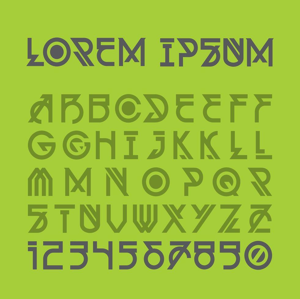 diseño de fuente alienígena futurista. alfabeto moderno decorativo vector