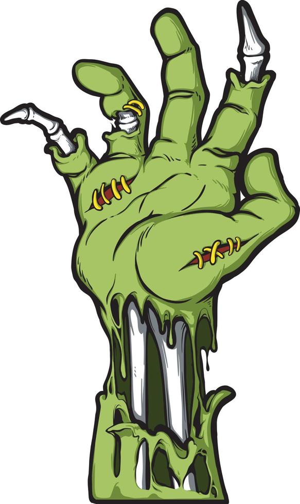 Severed zombie hand. Vector clip art. Halloween illustration. All in a single layer.