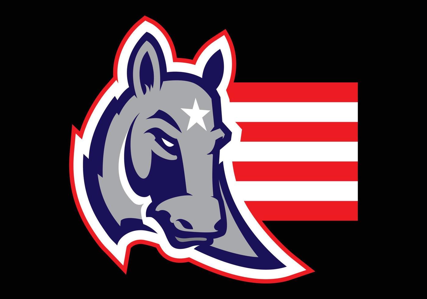 mascota de cabeza de burro estilo logo, versión en color. genial para logos deportivos y mascotas de equipo. vector