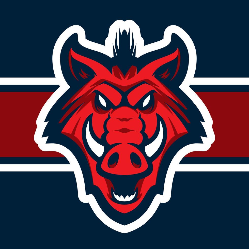 Wild hog or boar head mascot, colored version. Great for sports logos and team mascots vector