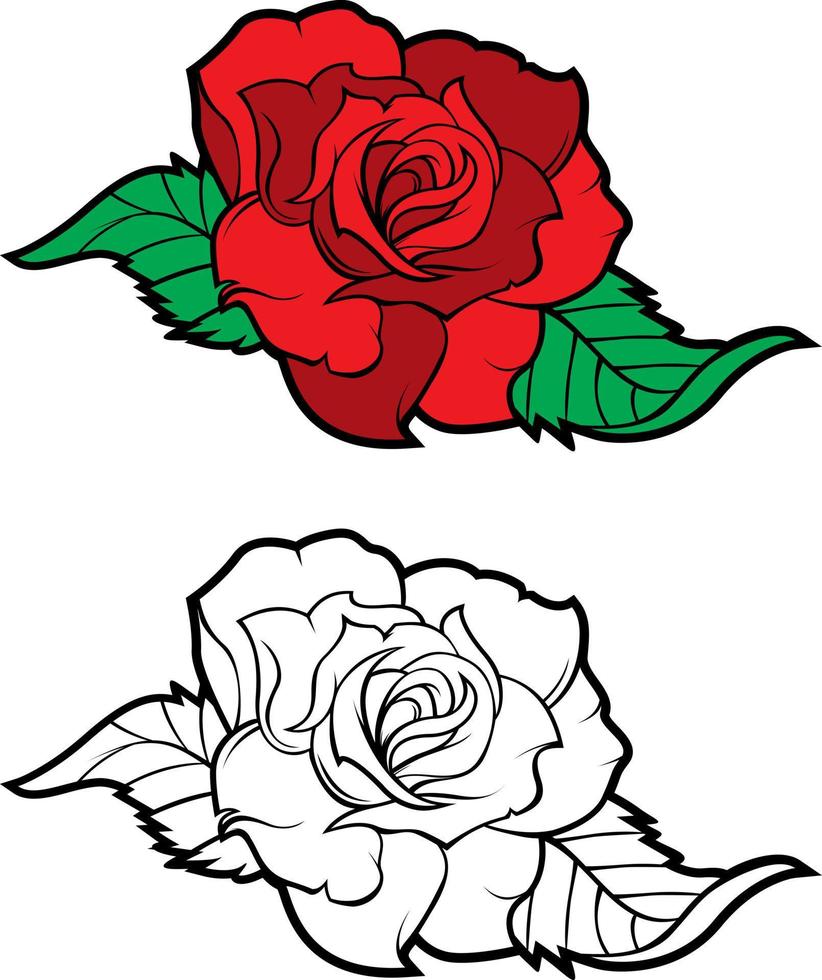 flor de rosa del tatuaje. ilustración vectorial arte vector aislado