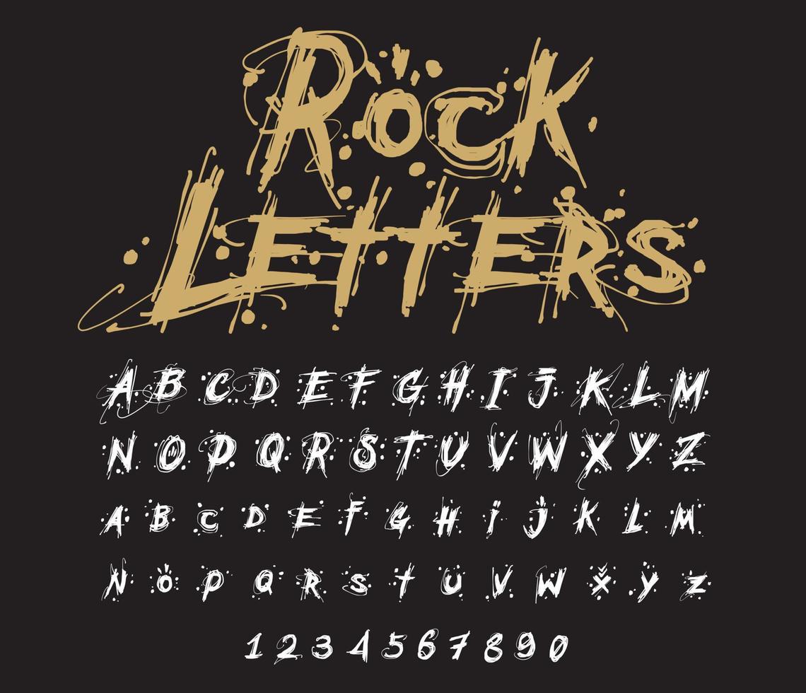 Hand drawn dry brush font. Modern brush lettering. Grunge style alphabet. Vector illustration.