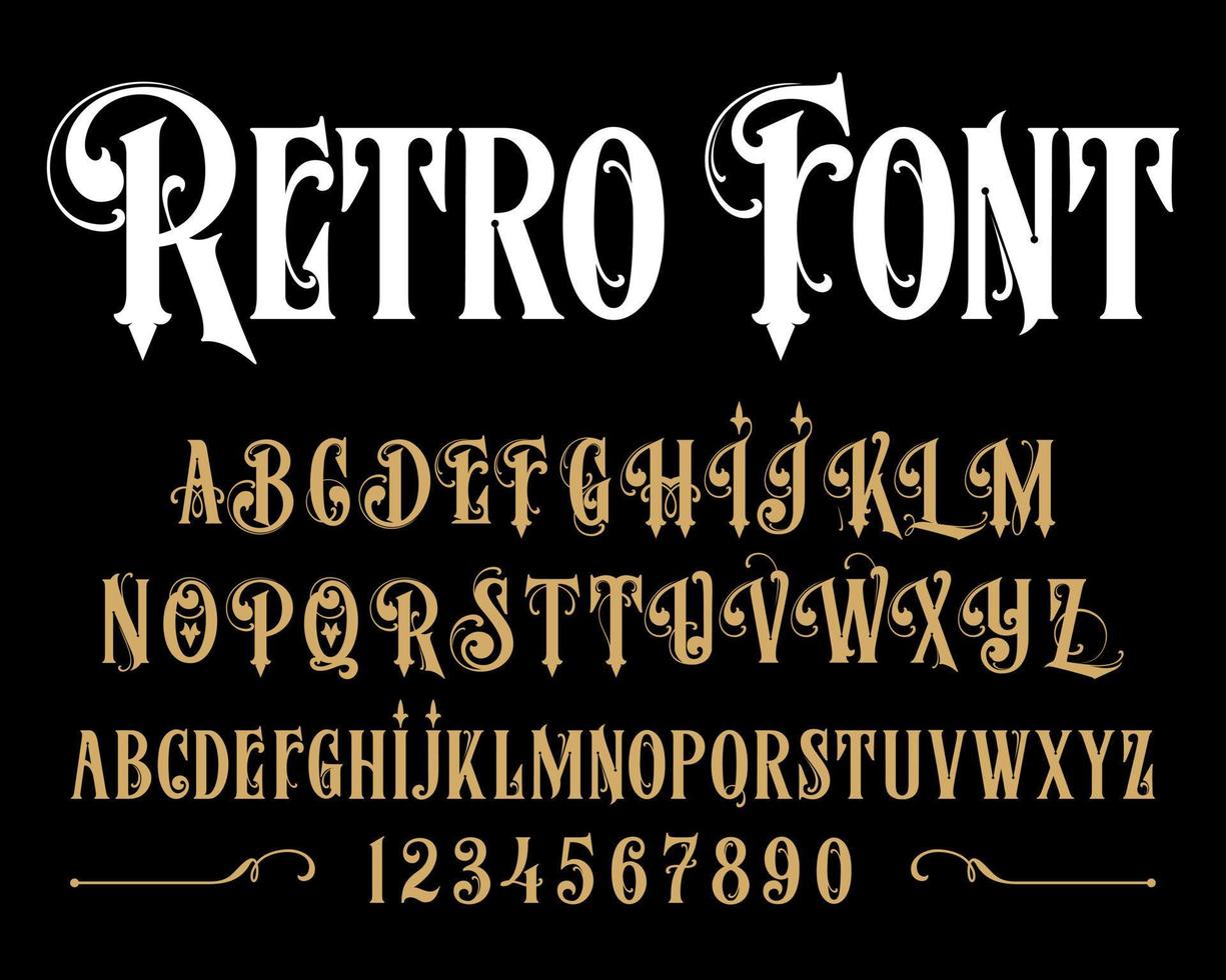 Vector retro alphabet. Vintage font. Typography for labels, headlines, posters etc.