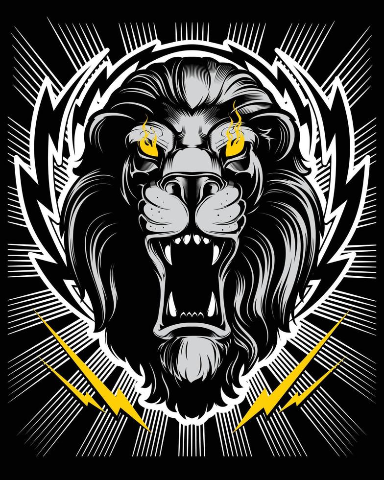 Roaring lion head mascot, colored version. Great for sports logos and team mascots. vector