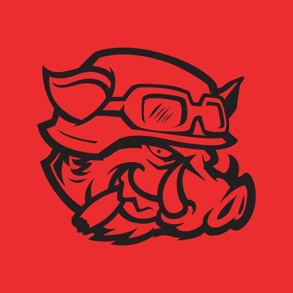 Wild hog or boar head mascot, colored version. Great for sports logos and team mascots vector