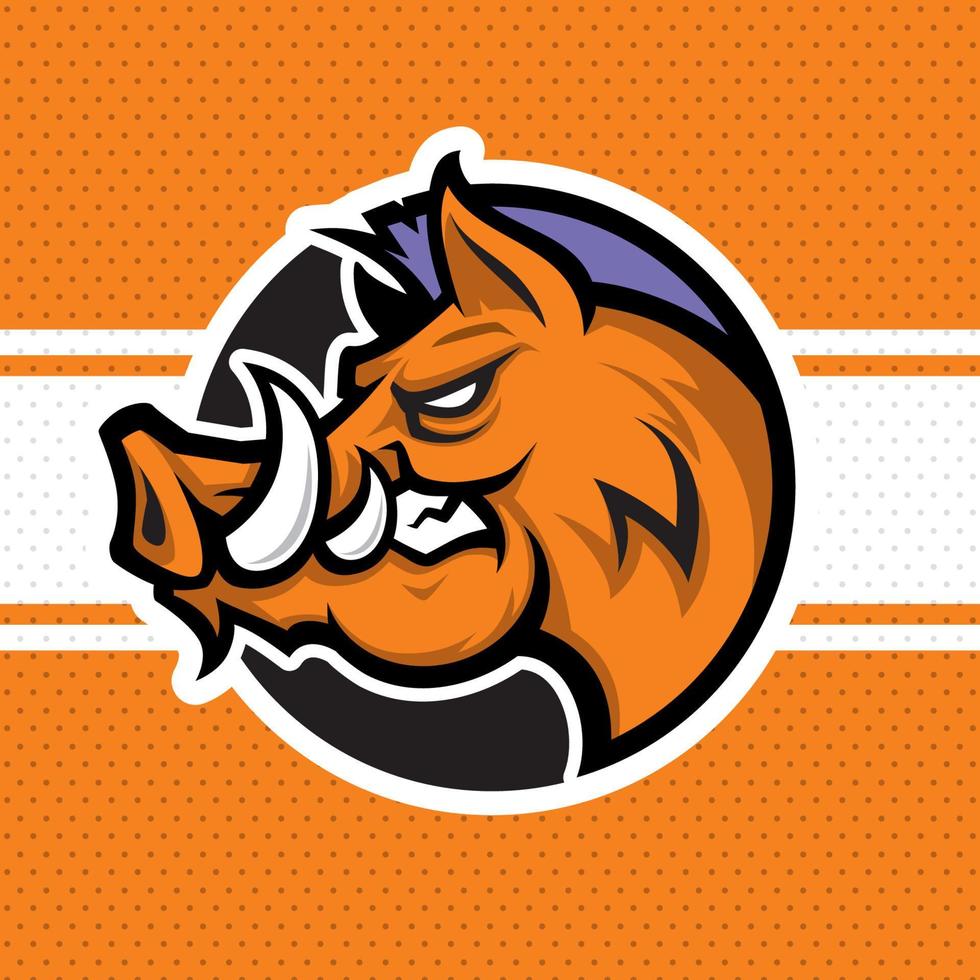 mascota de cabeza de jabalí o cerdo salvaje, versión coloreada. genial para logos deportivos y mascotas de equipo vector
