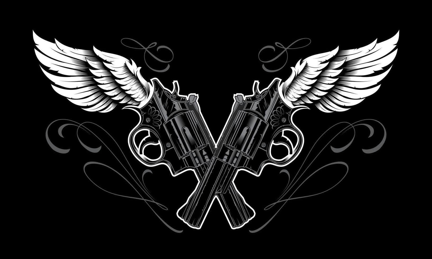 Guns and wings. Design elements. vector