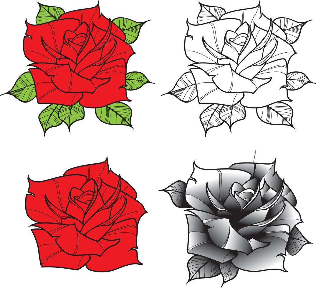 flor de rosa del tatuaje. ilustración vectorial arte vector aislado