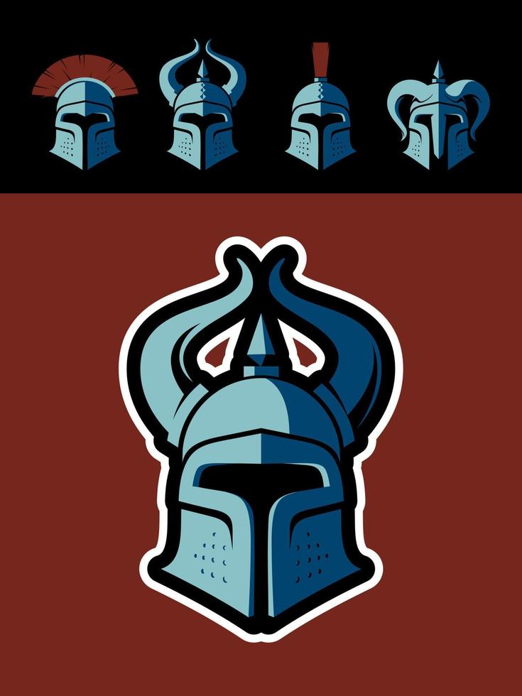 Warrior helmet logo set. Great for sports emblems and team mascots. vector