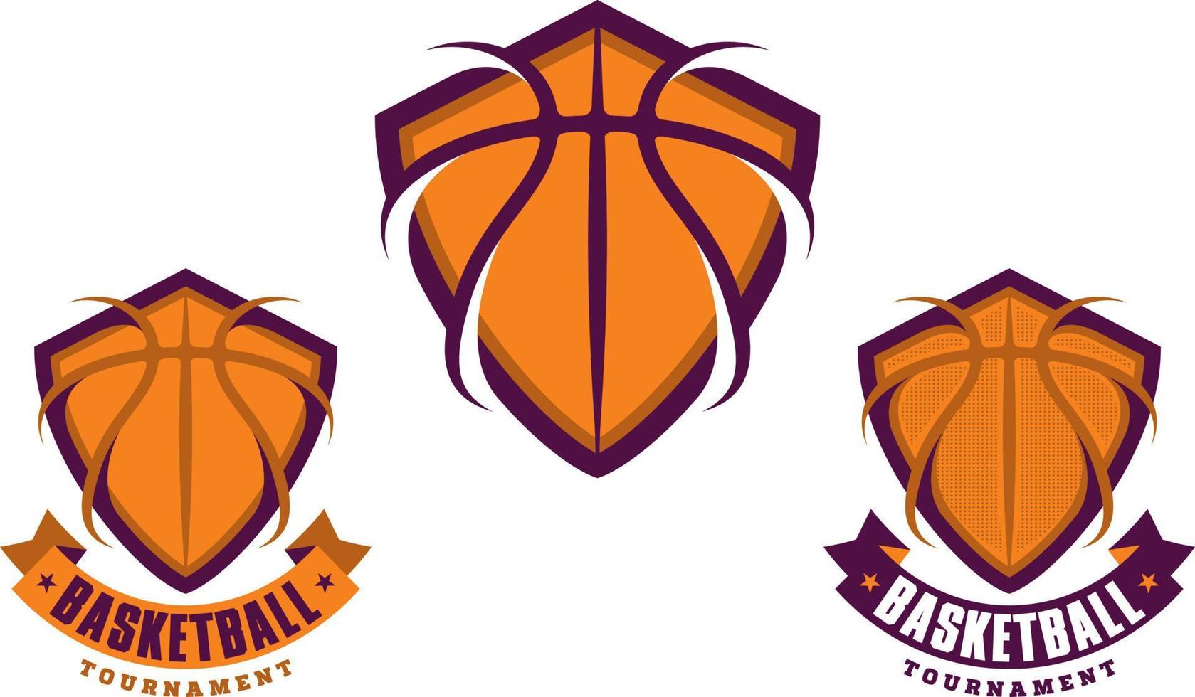 conjunto de iconos, logotipos o emblemas deportivos de baloncesto vector