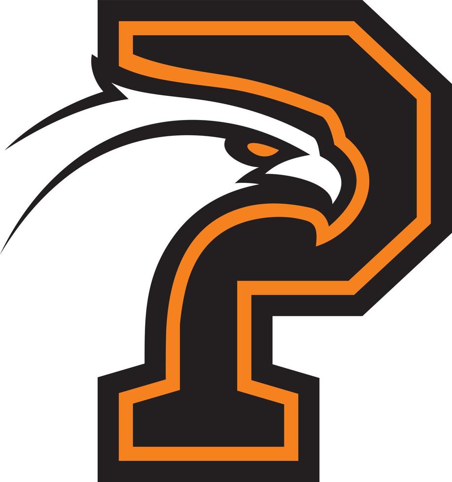 Letter P with eagle head. Great for sports logotypes and team mascots. vector