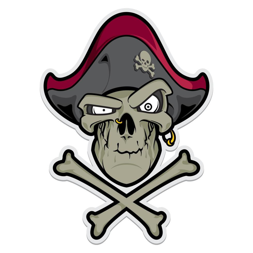 Pirate skull mascot. Sport logotype. Label. Isolated on white vector