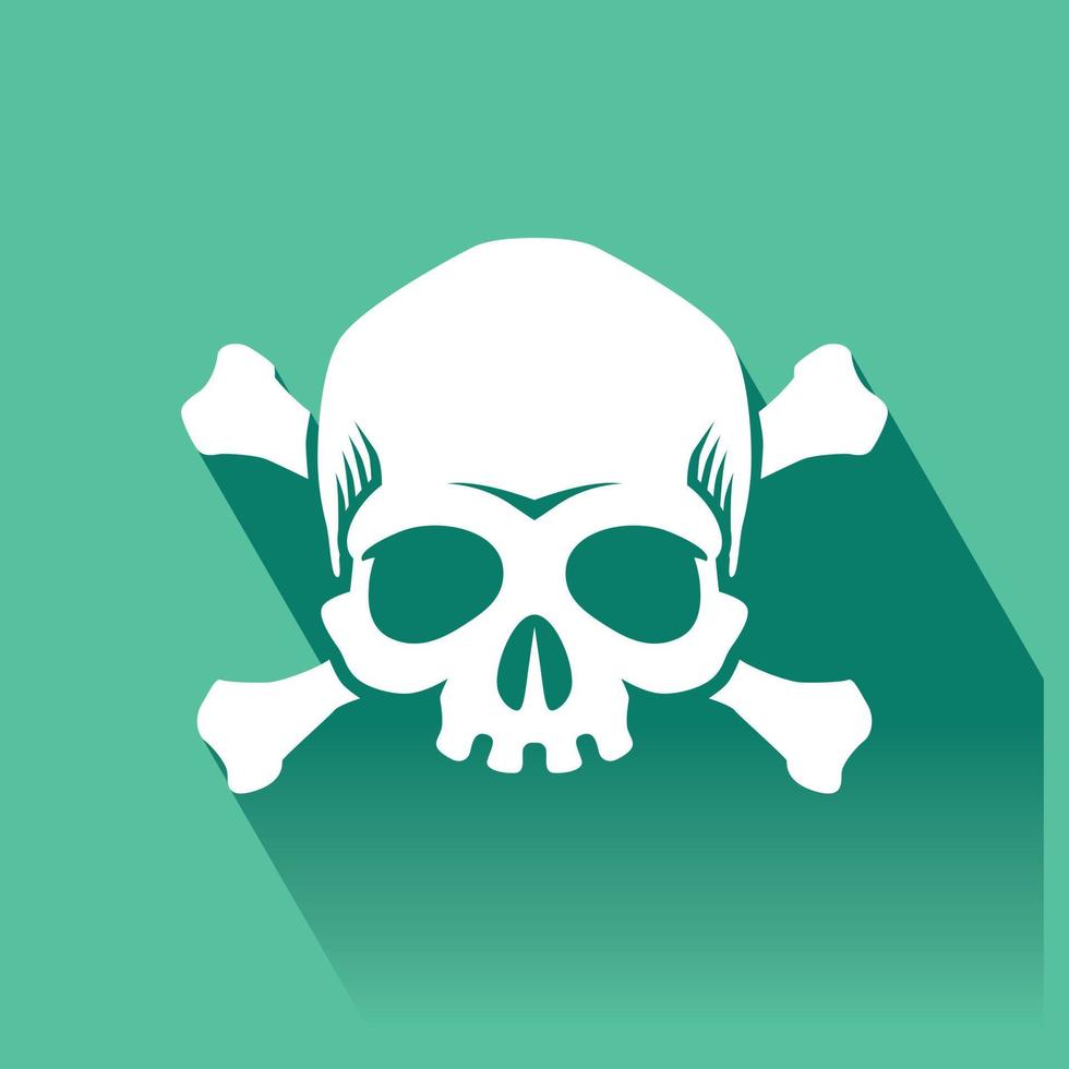 Skull and crossbones vector flat icon, Flat design of danger or poison sign.