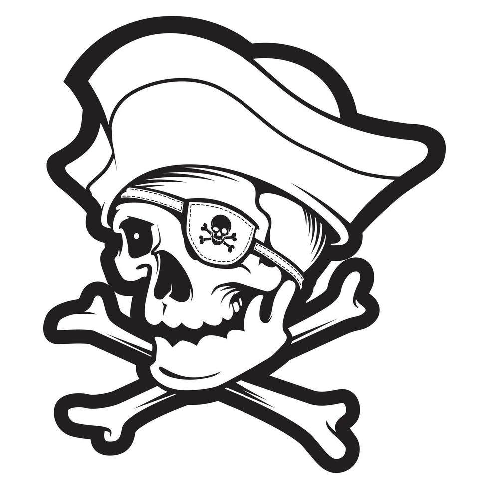 mascota del cráneo pirata. logotipo deportivo. etiqueta. aislado en blanco vector