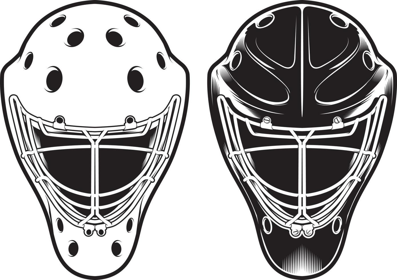 casco de portero equipo de hockey aislado en blanco vector