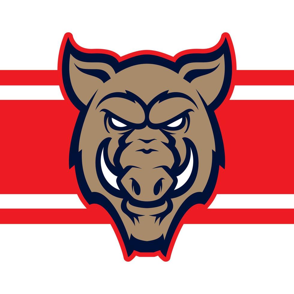 Wild hog or boar head mascot, colored version. Great for sports logos and team mascots. vector