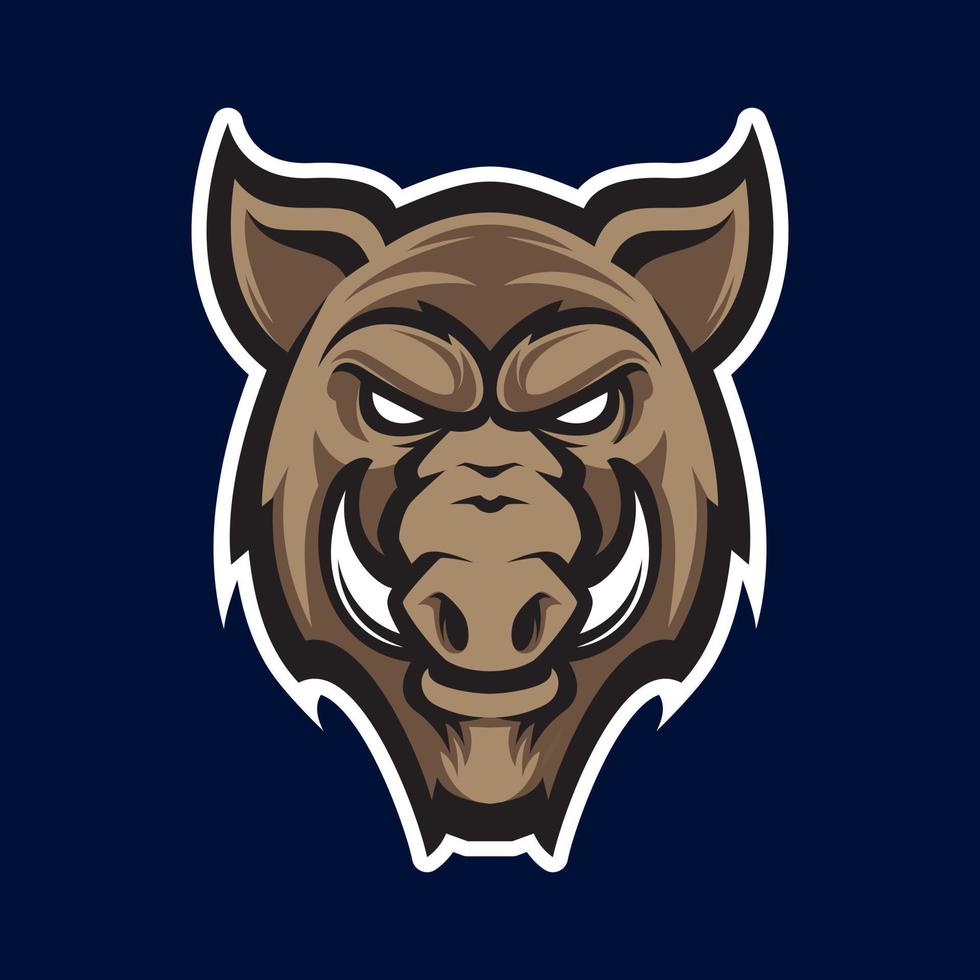 Wild hog or boar head mascot, colored version. Great for sports logos and team mascots. vector