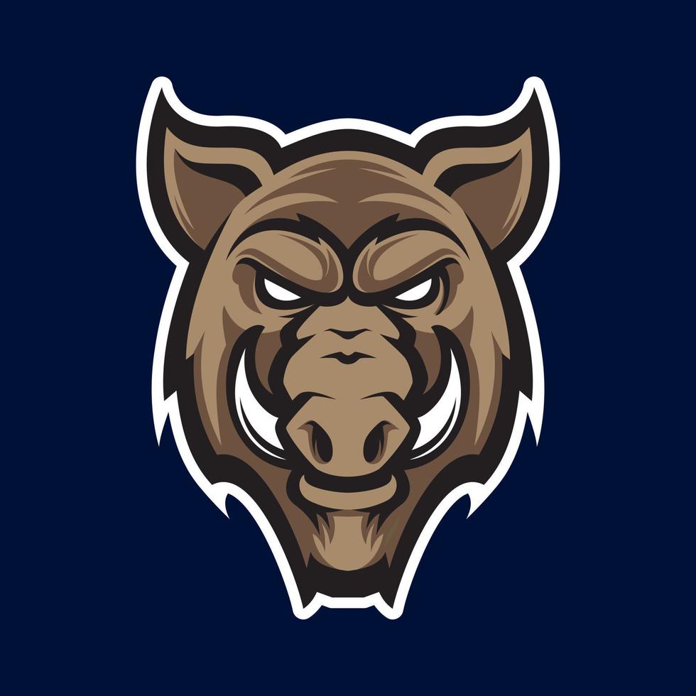 Wild hog or boar head mascot, colored version. Great for sports logos and team mascots. vector