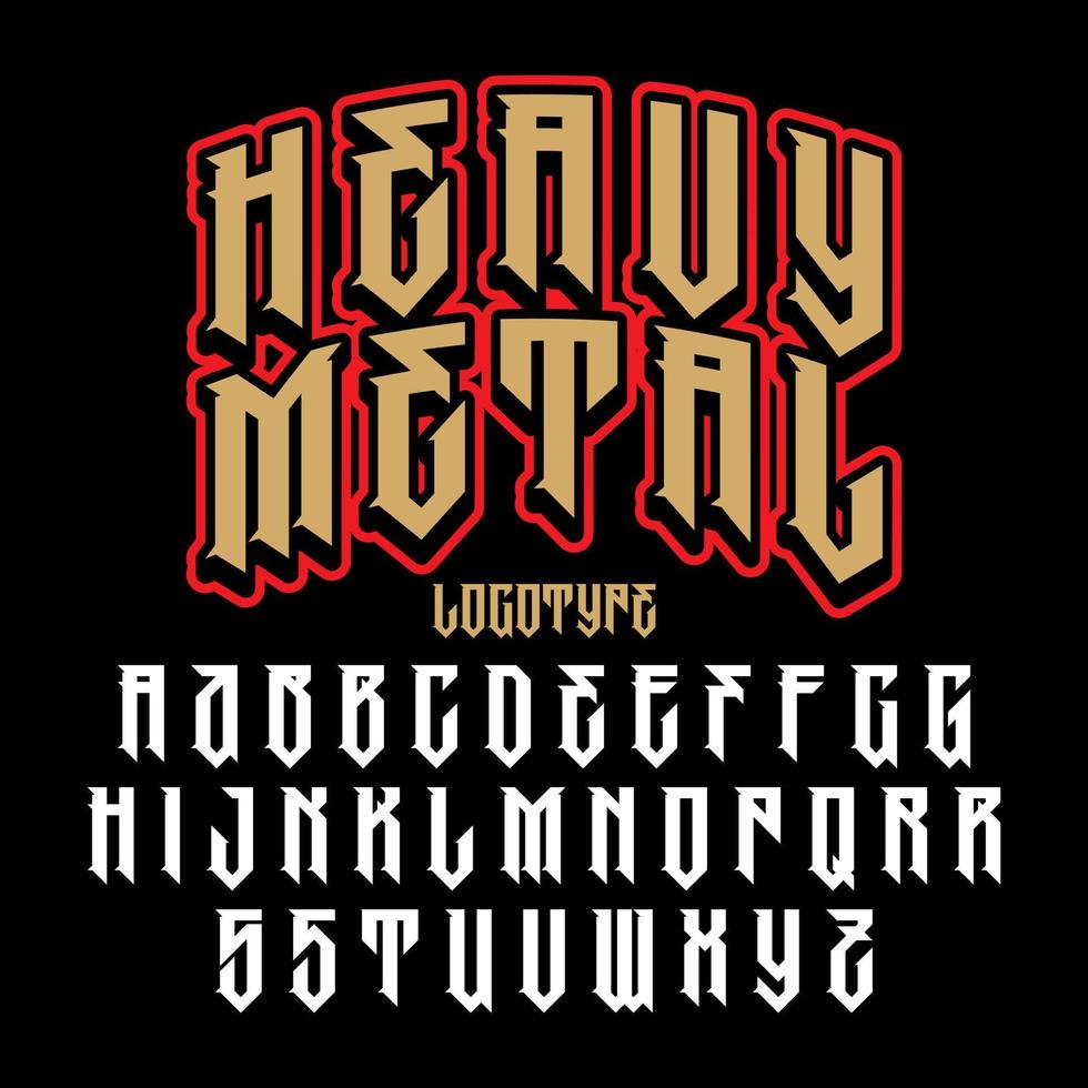 Heavy metal alphabet. Brutal font. Typography for labels, headlines, posters etc. vector