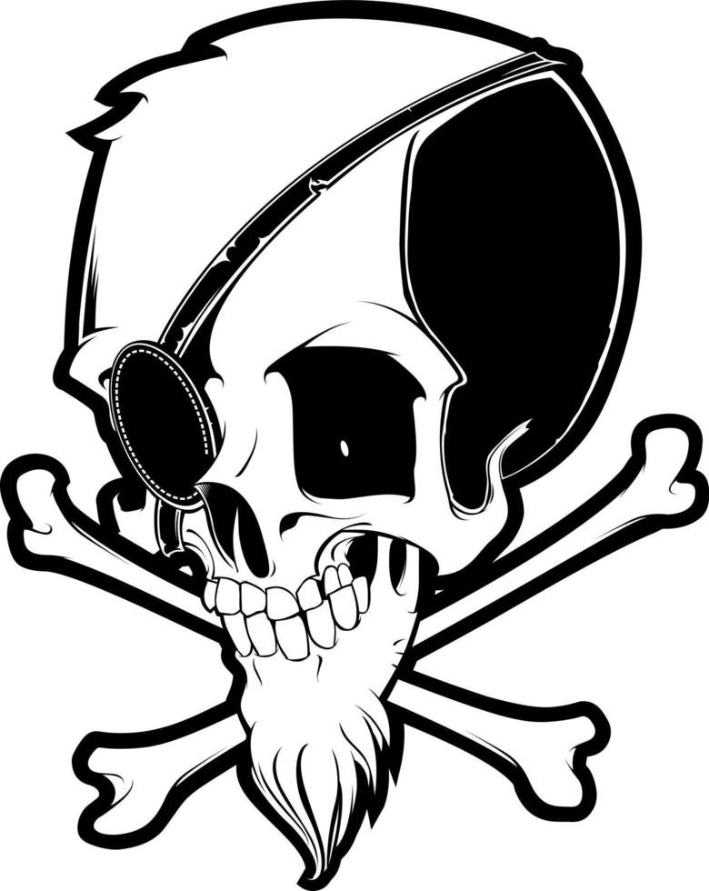 Pirate skull. Cartoon character vector