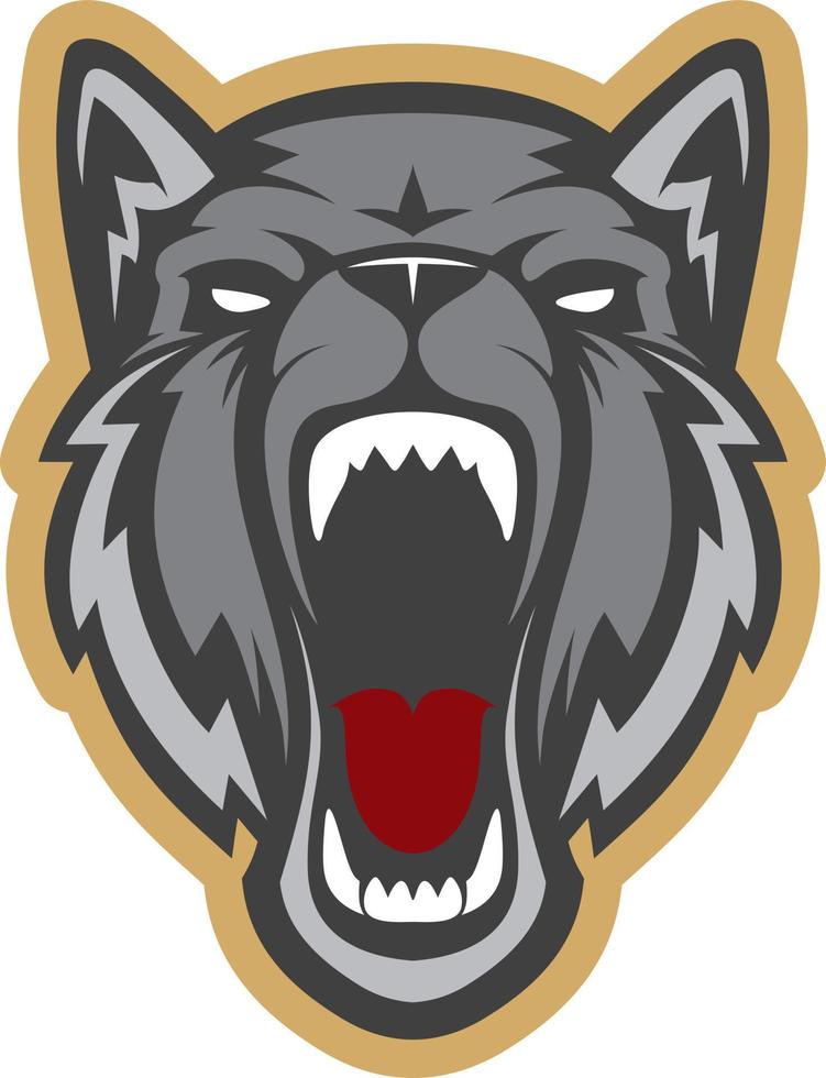 logotipo de cabeza de lobo. vector de personaje de dibujos animados. genial para logos deportivos y mascotas de equipo.