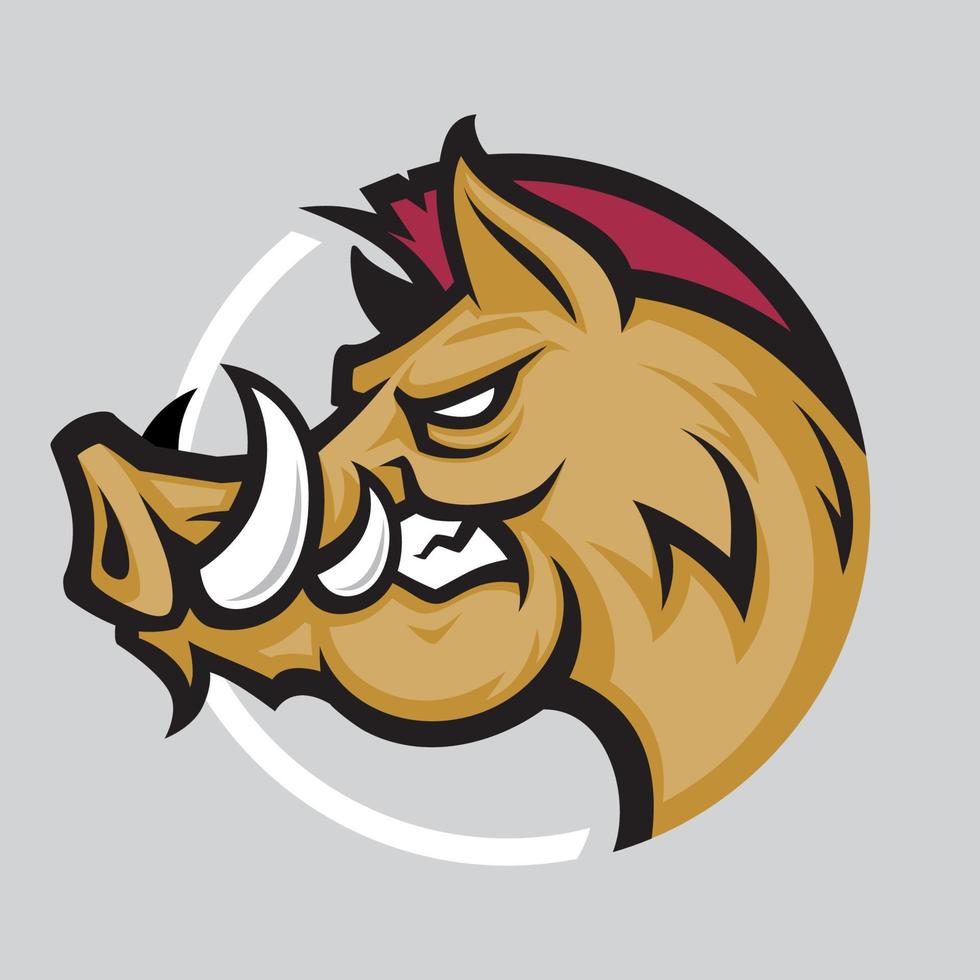 mascota de cabeza de jabalí o cerdo salvaje, versión coloreada. genial para logos deportivos y mascotas de equipo vector