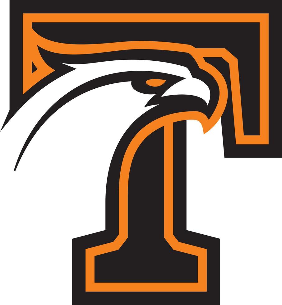 Letter T with eagle head. Great for sports logotypes and team mascots. vector