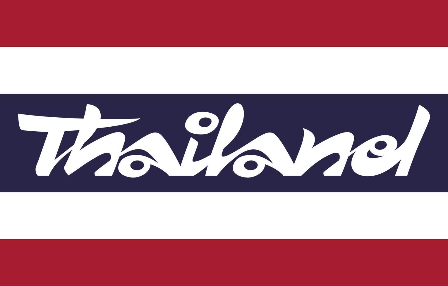 Handwritten word Thailand on Thai Flag. Hand drawn lettering. Calligraphic element for your design. Vector