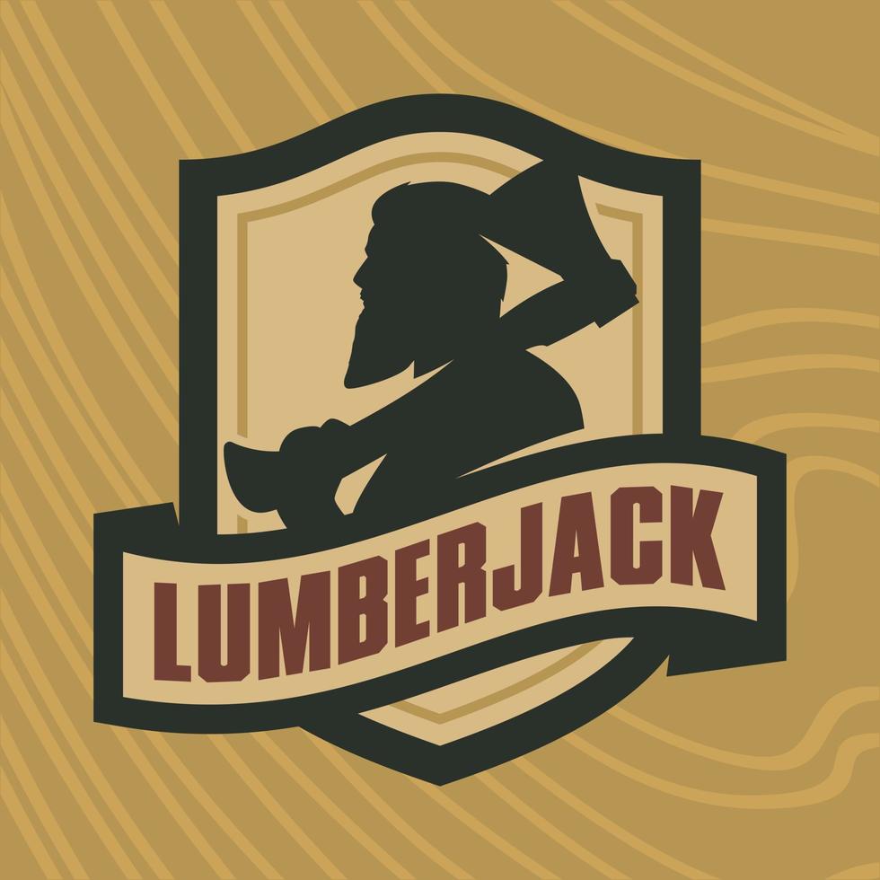 Modern sport logo template with image of the lumberjack with axe in his hands. Mascot. vector