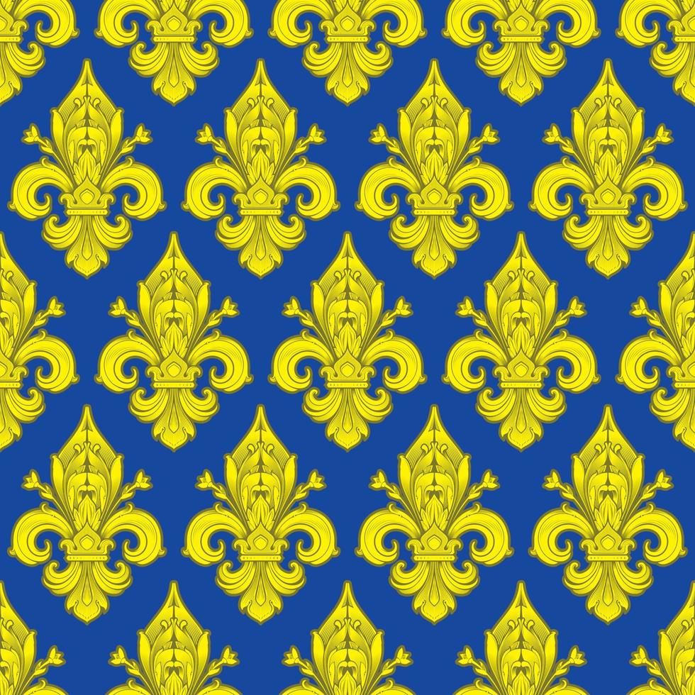 seamlessly tiling golden fleur-de-lis pattern on a dark background - perfect for luxury designs as wallpaper for gift wrapping or digital scrapbooking vector