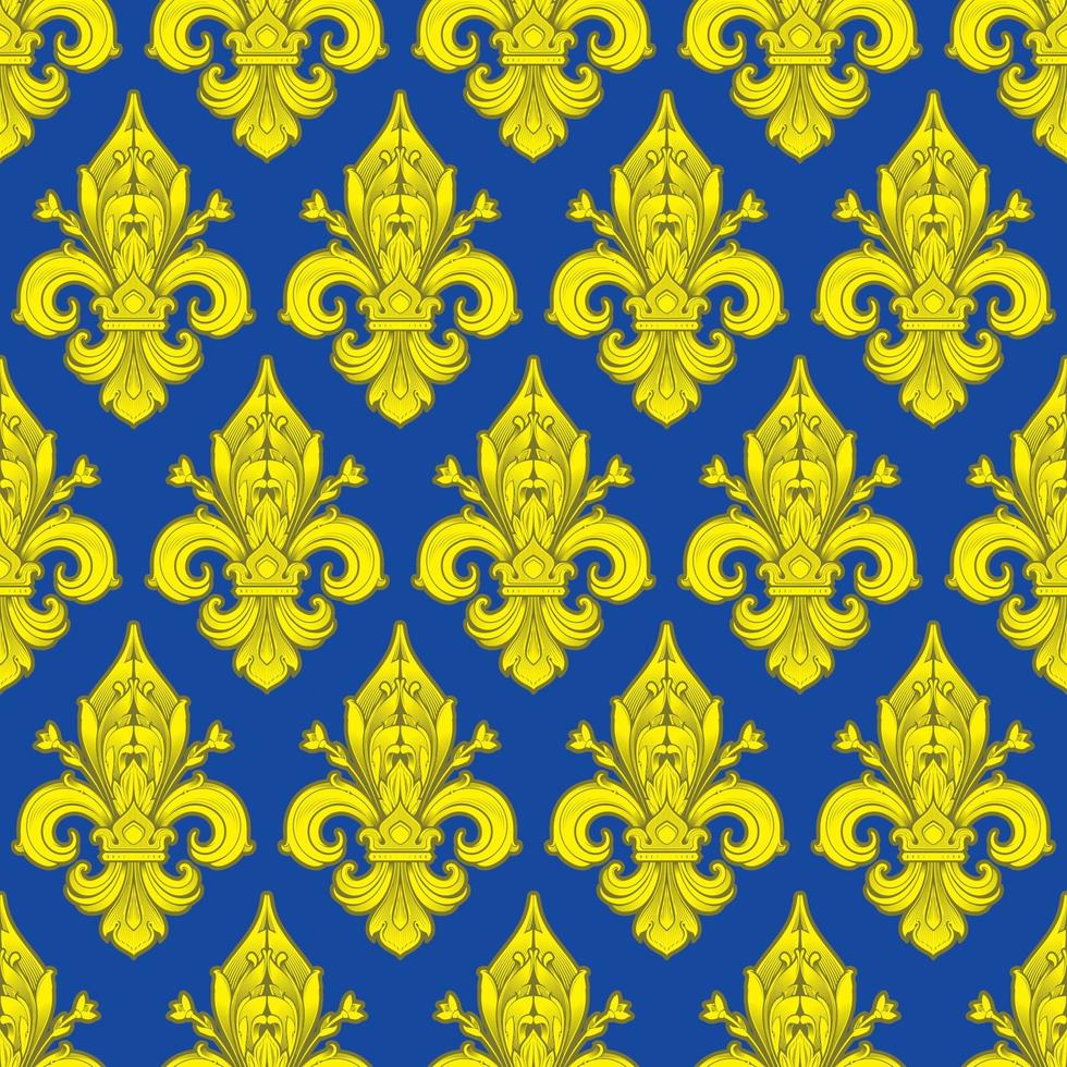 seamlessly tiling golden fleur-de-lis pattern on a dark background - perfect for luxury designs as wallpaper for gift wrapping or digital scrapbooking vector