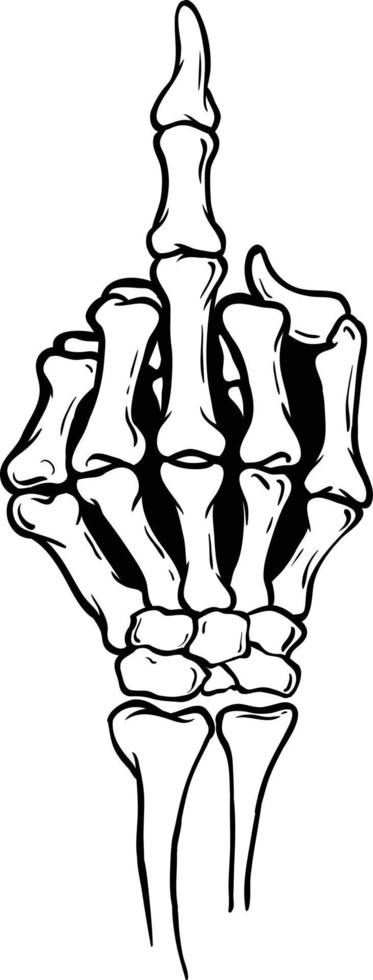 Skeleton shows middle finger, vector illustration, white background