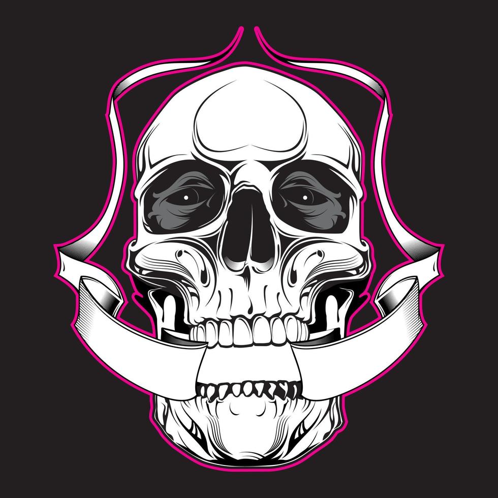 Skull with ribbon vector