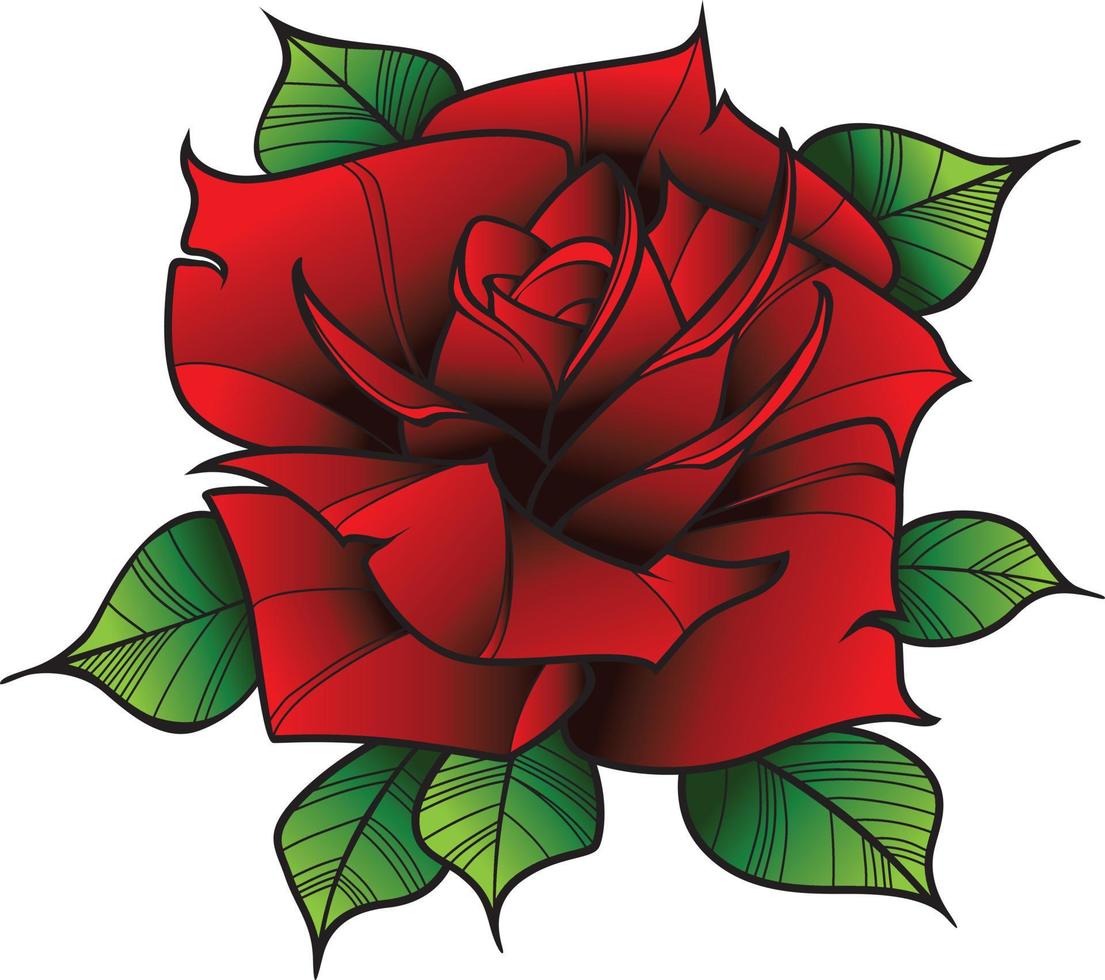 flor de rosa del tatuaje. ilustración vectorial arte vector aislado