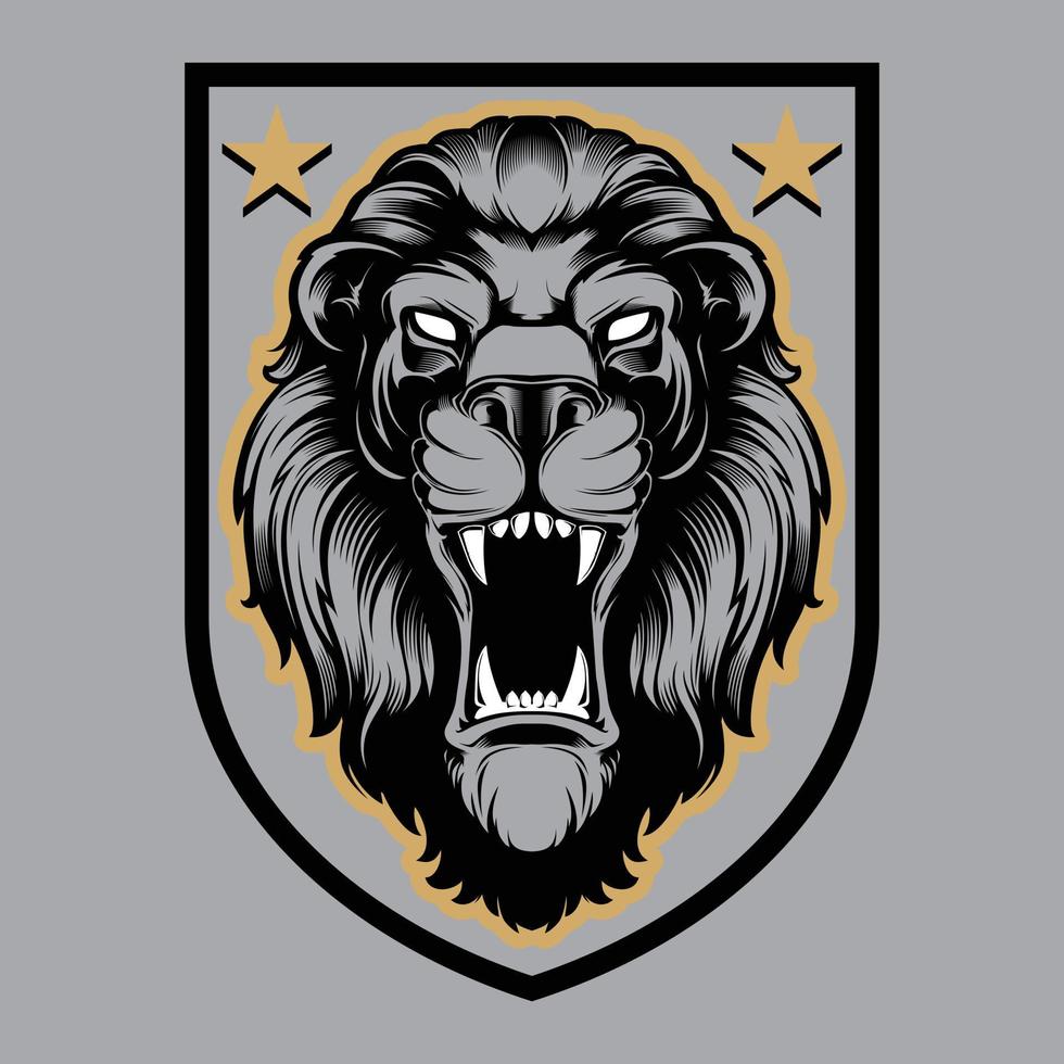 Roaring lion head mascot, colored version. Great for sports logos and team mascots. vector