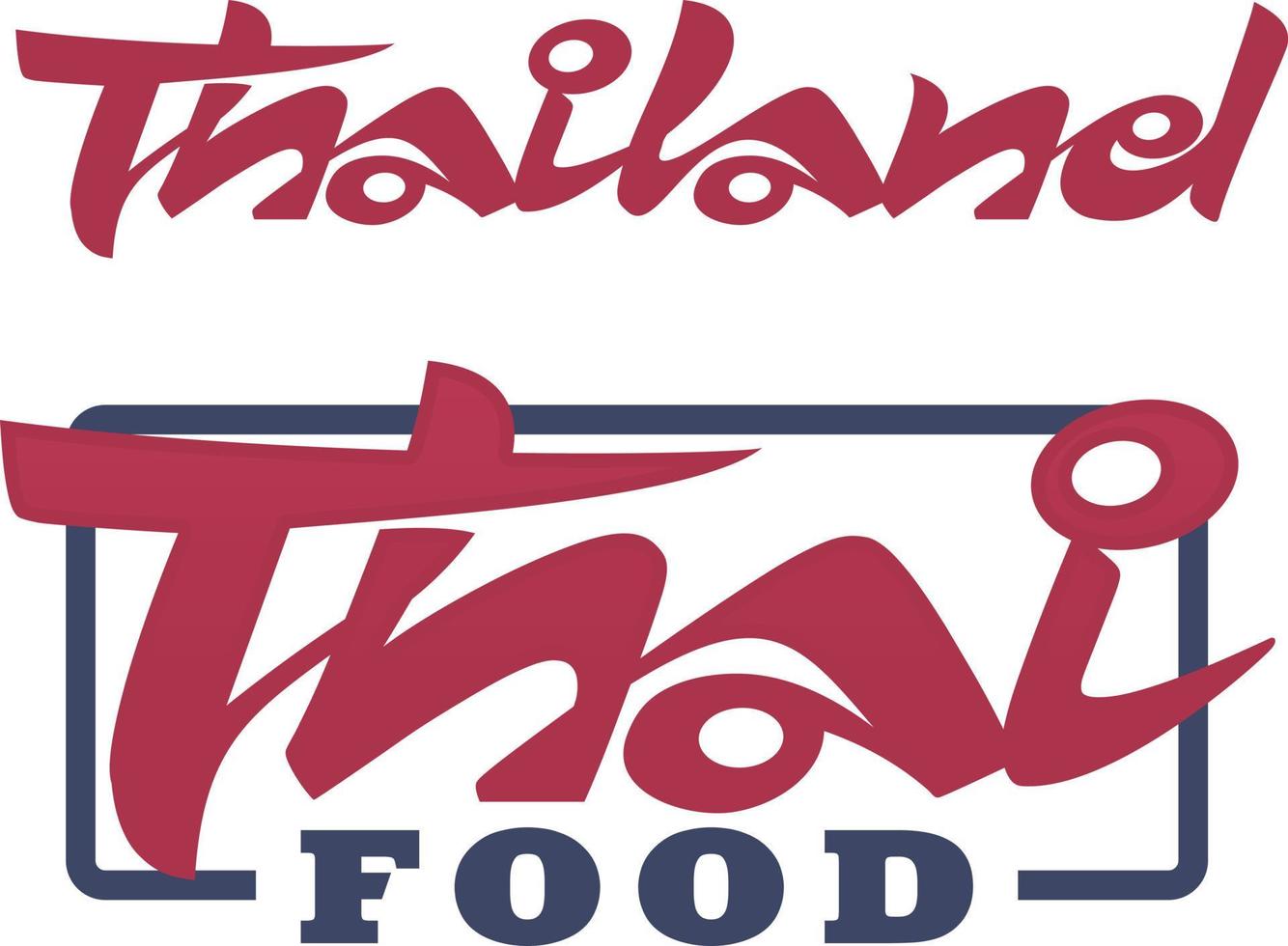 Handwritten word Thailand and Thai Food. Hand drawn lettering. Calligraphic element for your design. vector