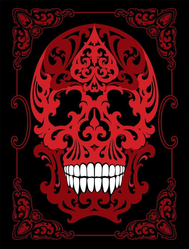Skull illustration in art nouveau style vector