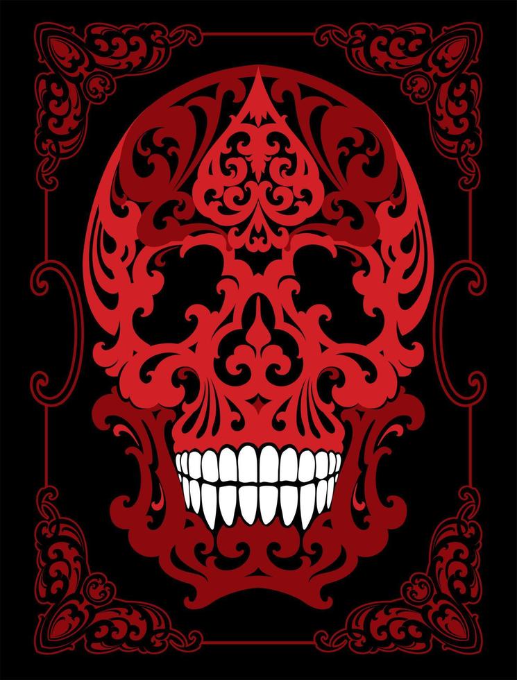 ilustración de calavera en estilo art nouveau vector