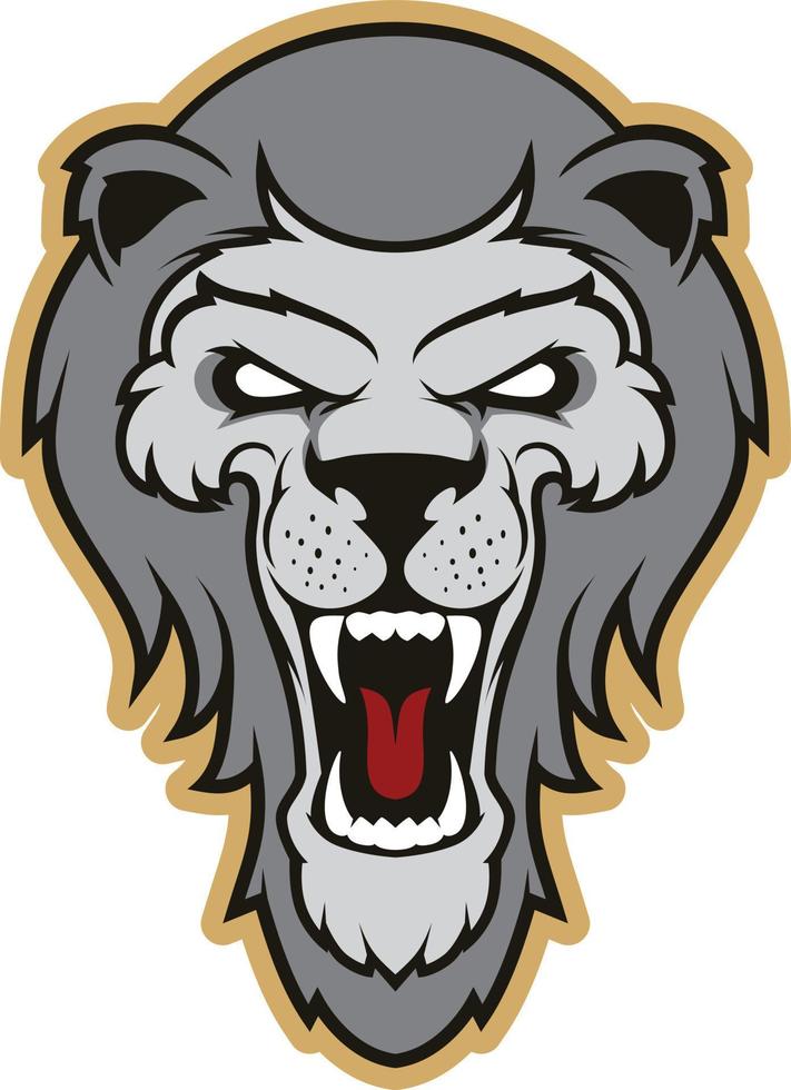 mascota de cabeza de león enojado. logotipo emblema vector