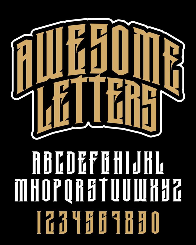 Heavy metal alphabet. Brutal font. Typography for labels, headlines, posters etc. vector