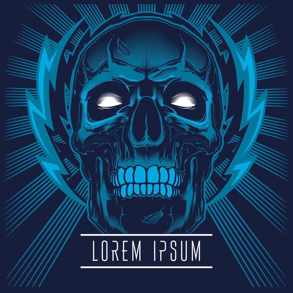 Electrifying skull with halo of electric arcs vector