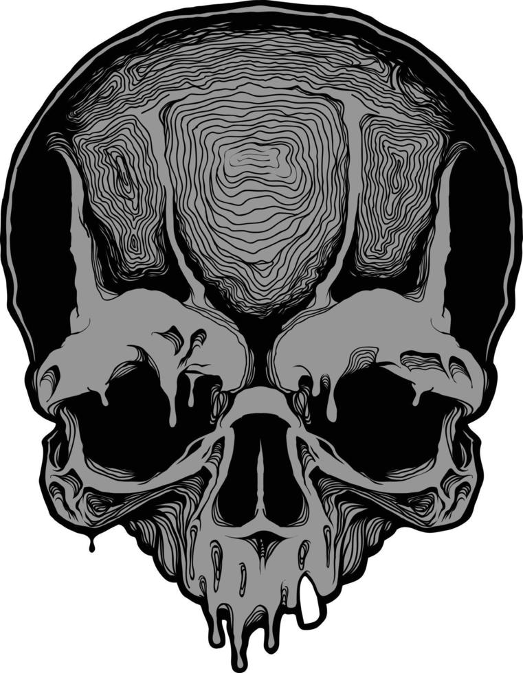 Decorative human skull. Design template for tattoo, print, cover. Vector illustration.