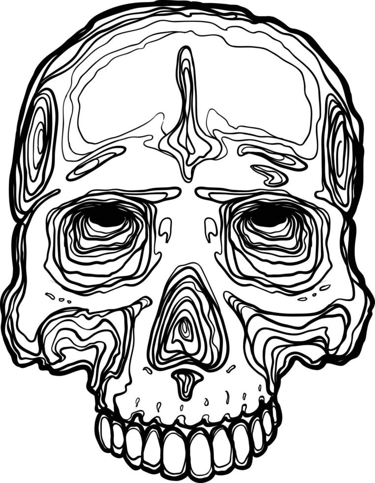Decorative human skull. Design template for tattoo, print, cover. Vector illustration.