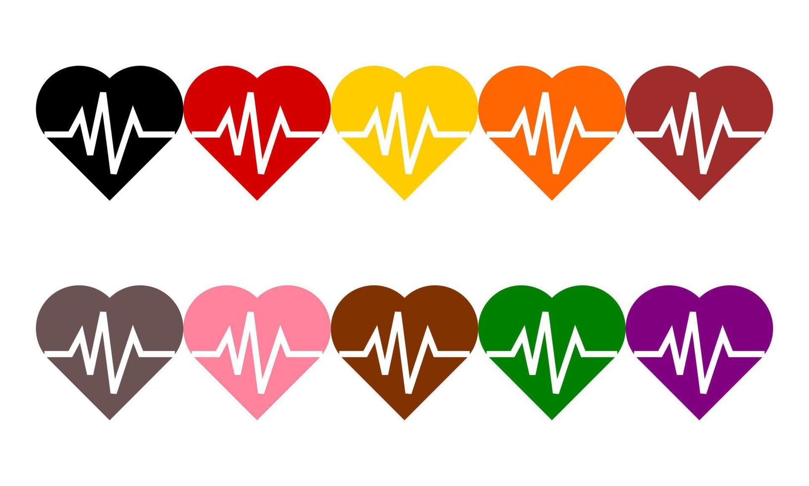 set of heart rate icons vector