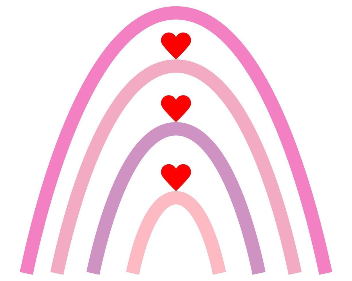 pink heart with rainbow design vector
