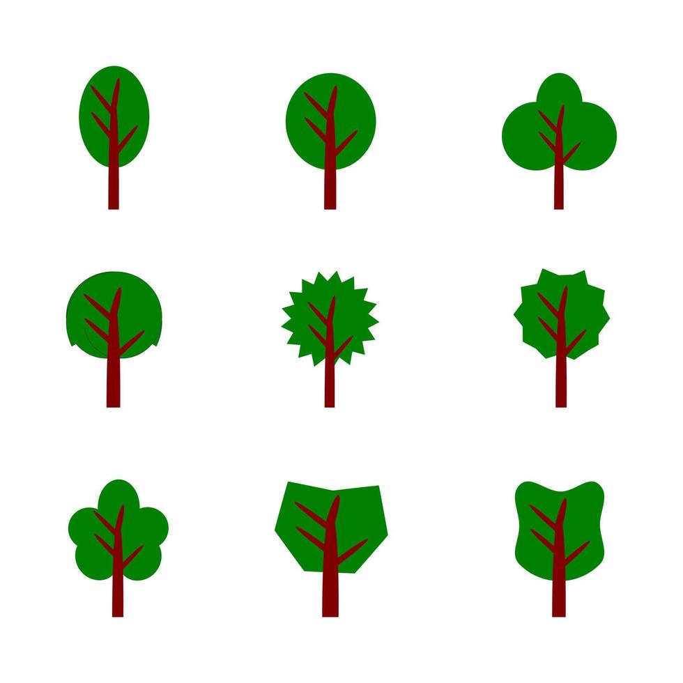 set icon trees vector