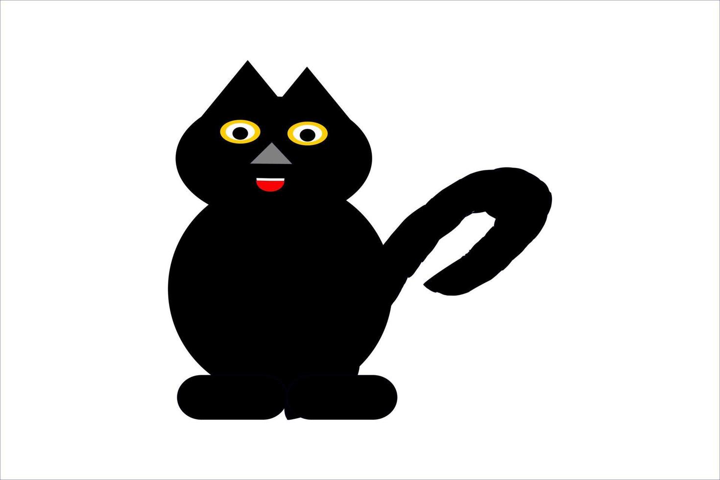black cat on white background vector