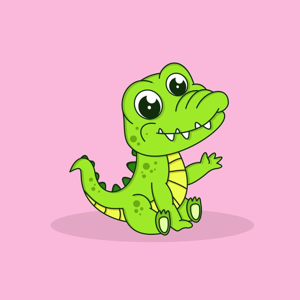 cute alligator sit down vector